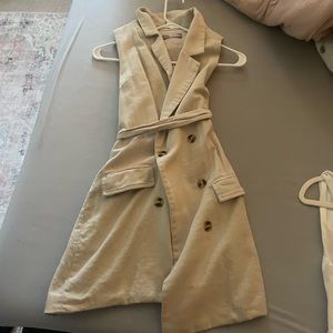 Tan Button Dress with Tie Around From Lucy in the Sky X-Small